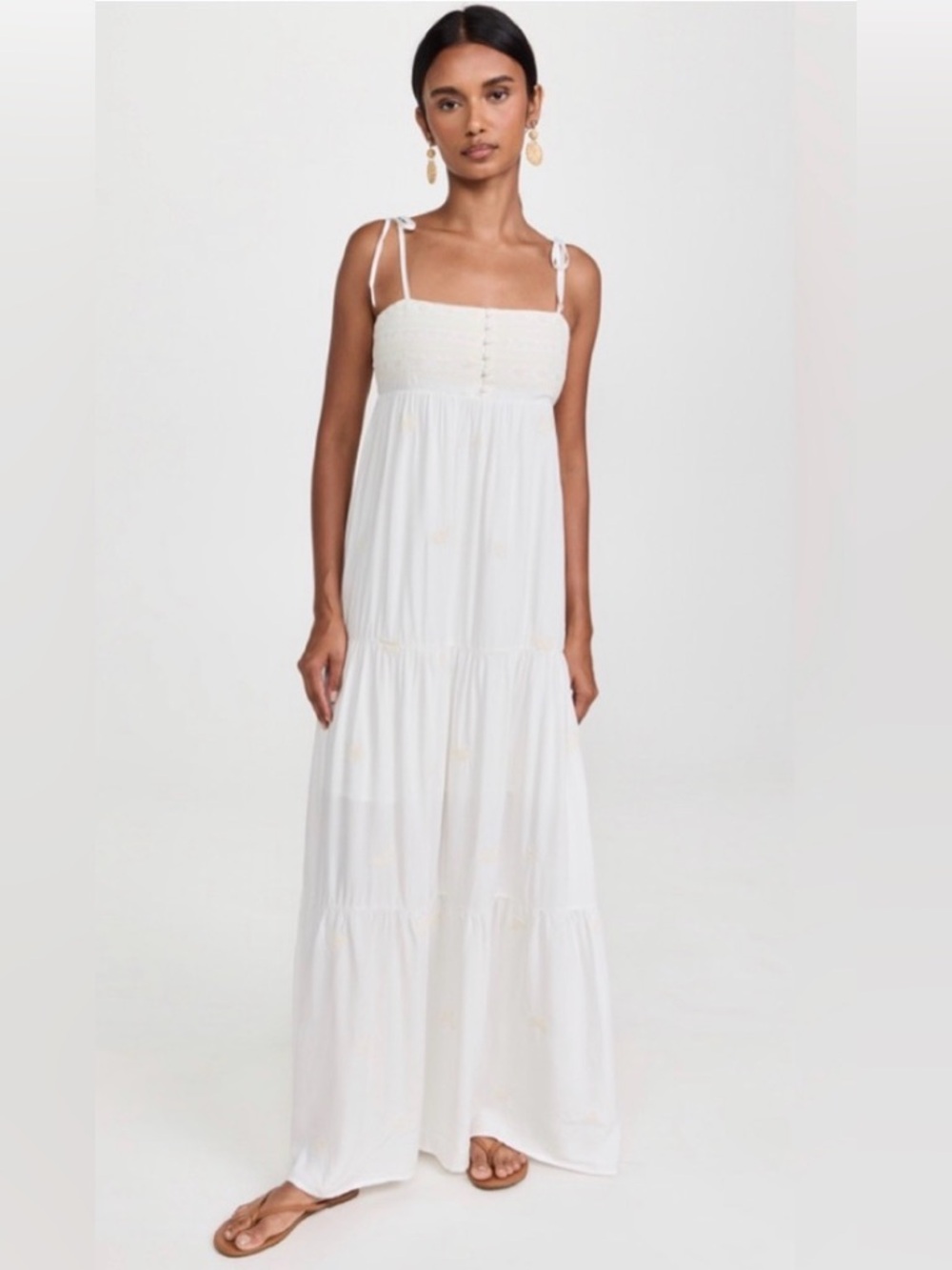 Spiritual Gangster Dolce Embroidered White Spring Summer Maxi Dress M
